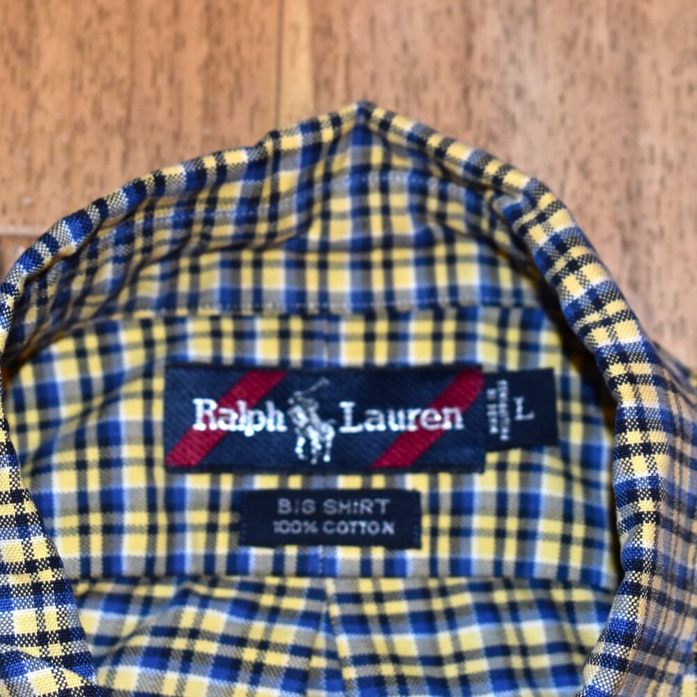 Ralph Lauren Big Shirt‎ Plaid Button Up Shirt Sz LG - Picture 4 of 4